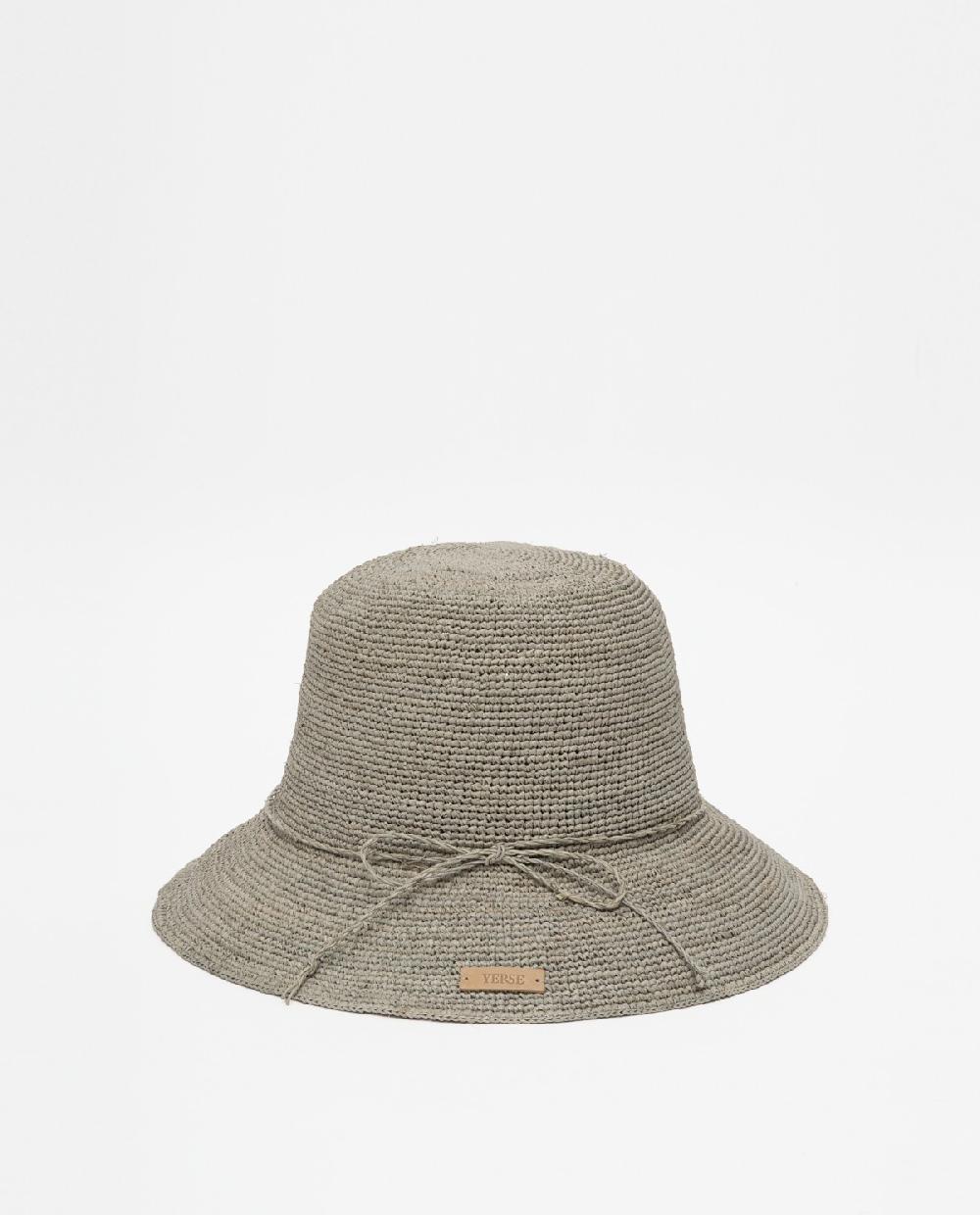 yerse Sombrero handmade rafia gris Mejor oferta
