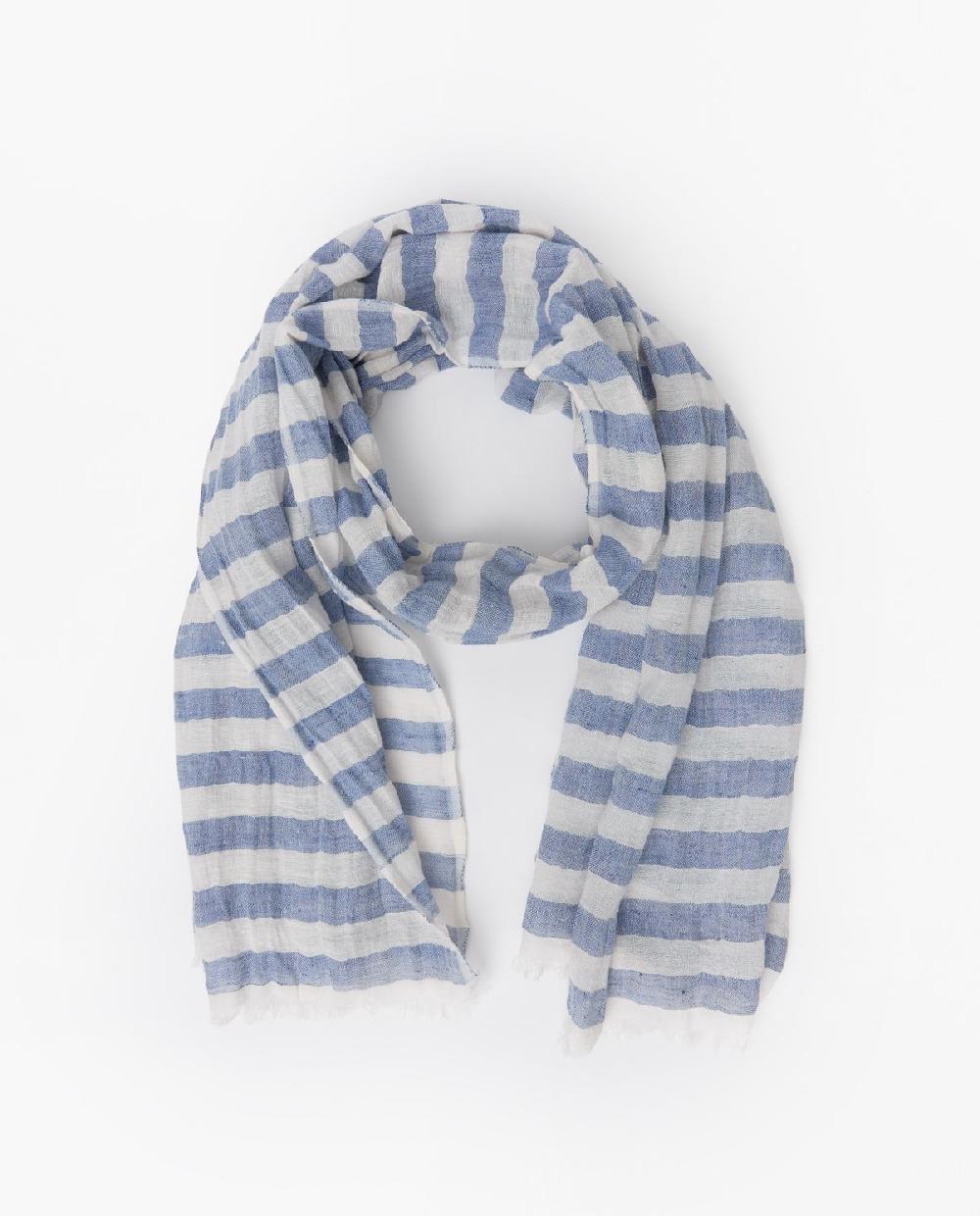 yerse Fular rayas algodón y lino azul Rebajas top