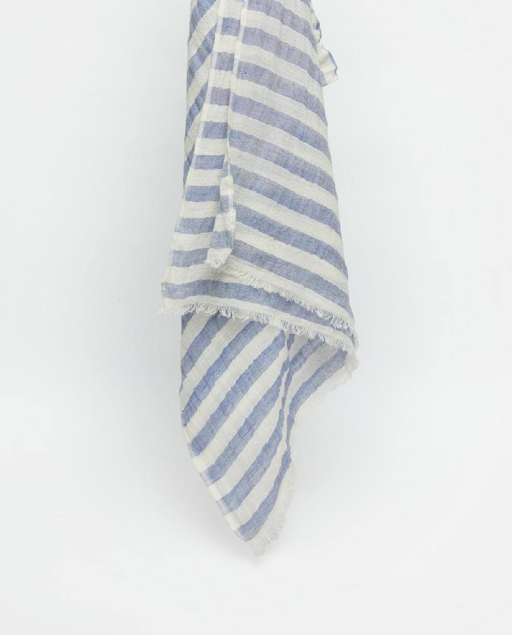 yerse Fular rayas algodón y lino azul Rebajas top