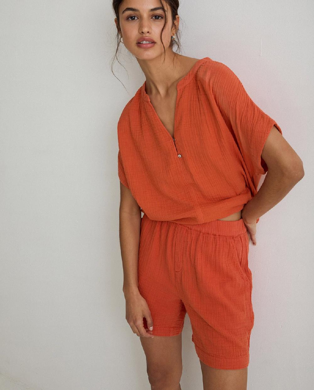 yerse Pantalones cortos 100% algodón naranja Envío gratis