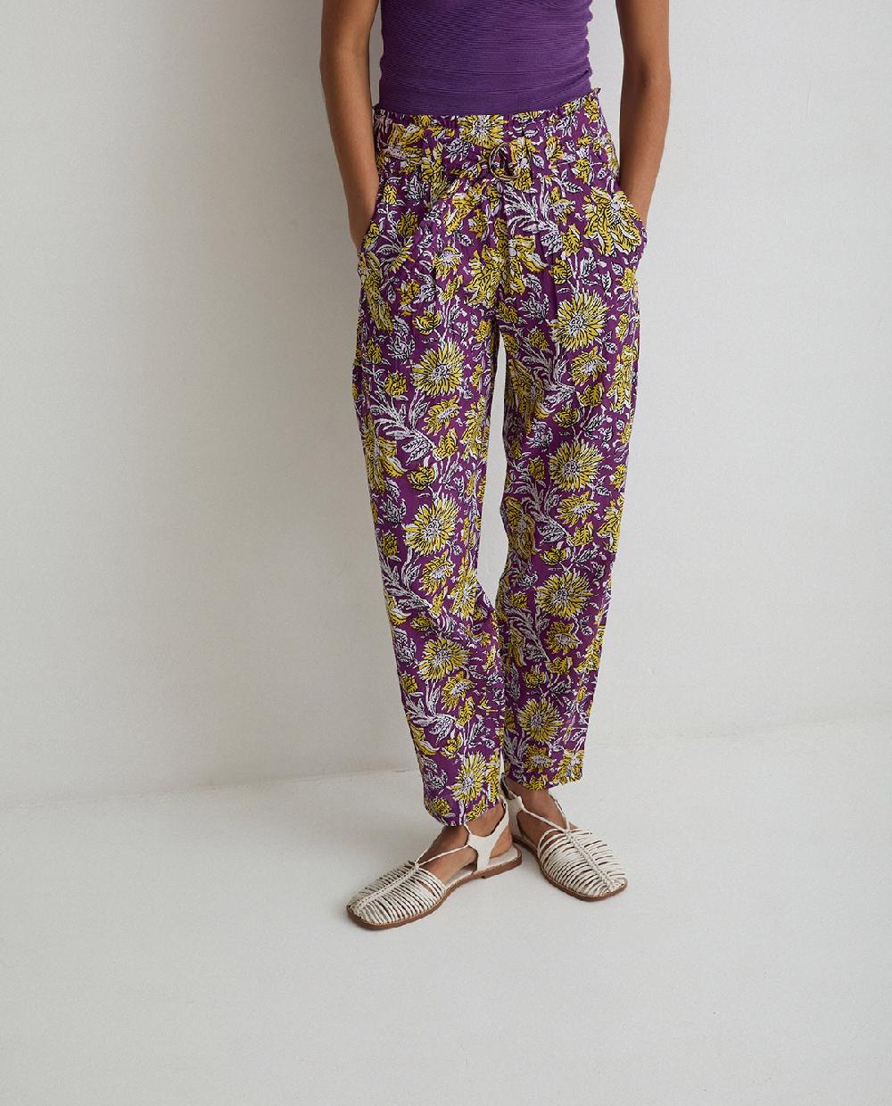 yerse Pantalón algodón estampado lila Últimos 3 días