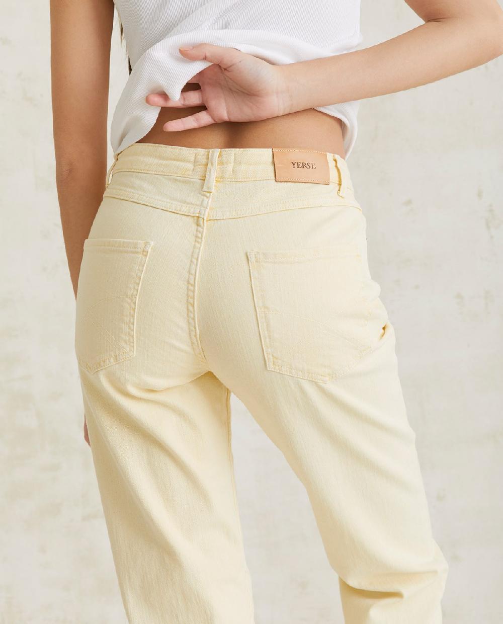 yerse Pantalón denim recto amarillo Últimos 2 días