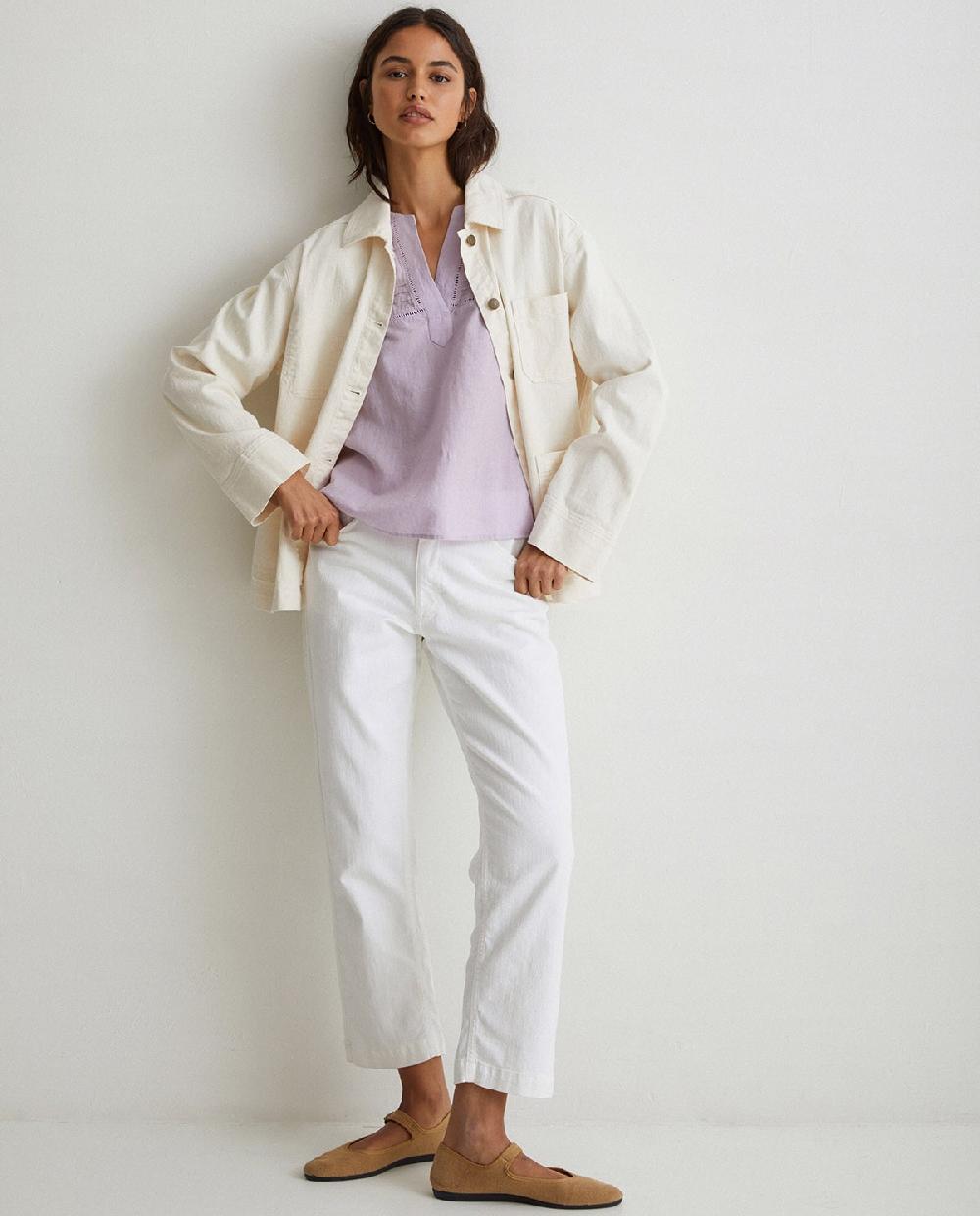 yerse Pantalón denim recto blanco