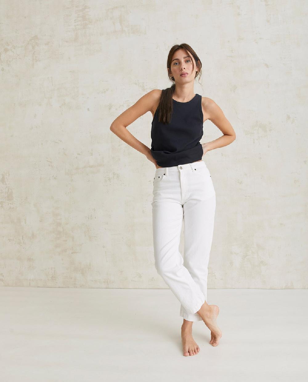 yerse Pantalón denim recto blanco Último día