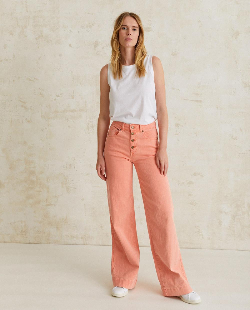 yerse Pantalón denim wide leg salmón Promoción por tiempo limitado