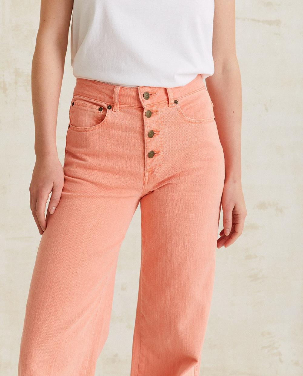 yerse Pantalón denim wide leg salmón Promoción por tiempo limitado