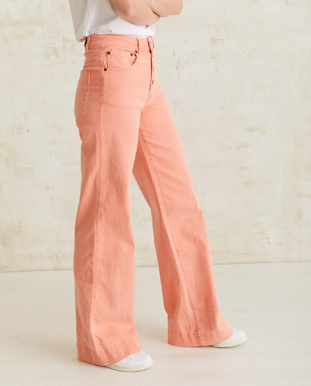 yerse Pantalón denim wide leg salmón Promoción por tiempo limitado