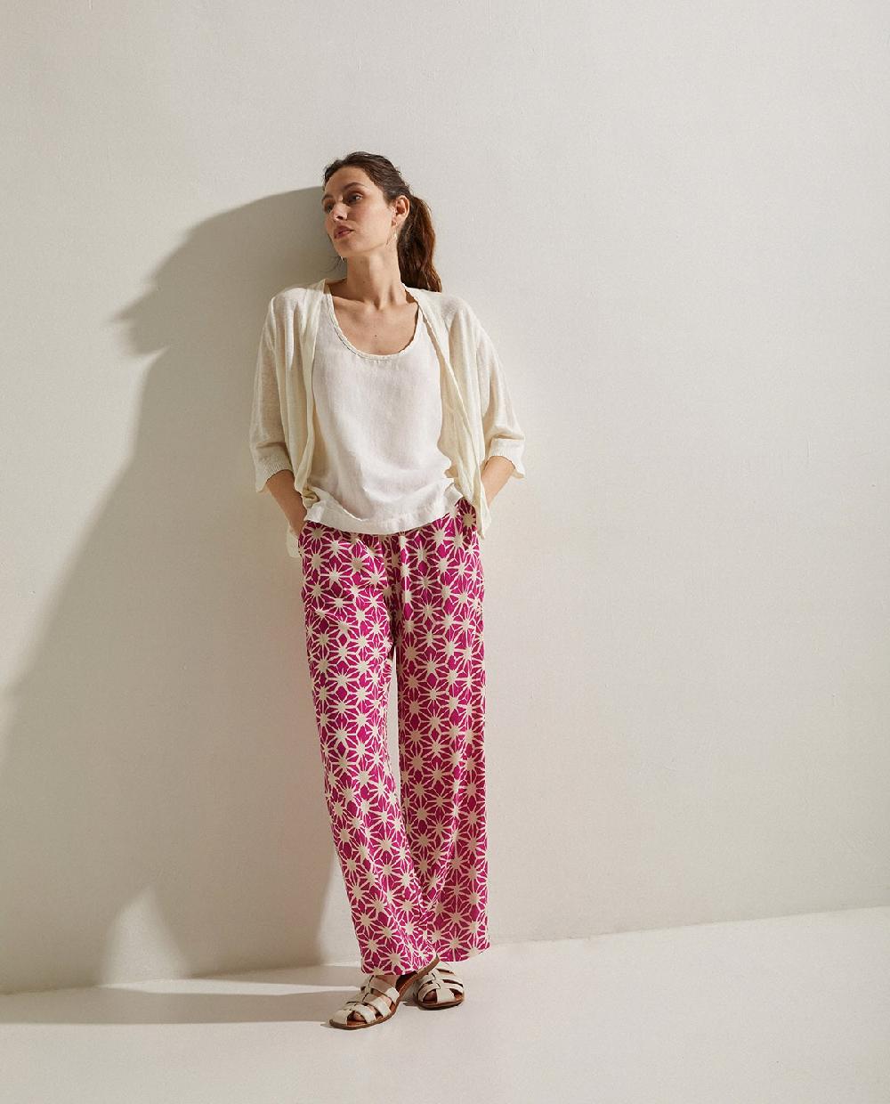 yerse Pantalón fluido estampado fuchsia Solo hoy