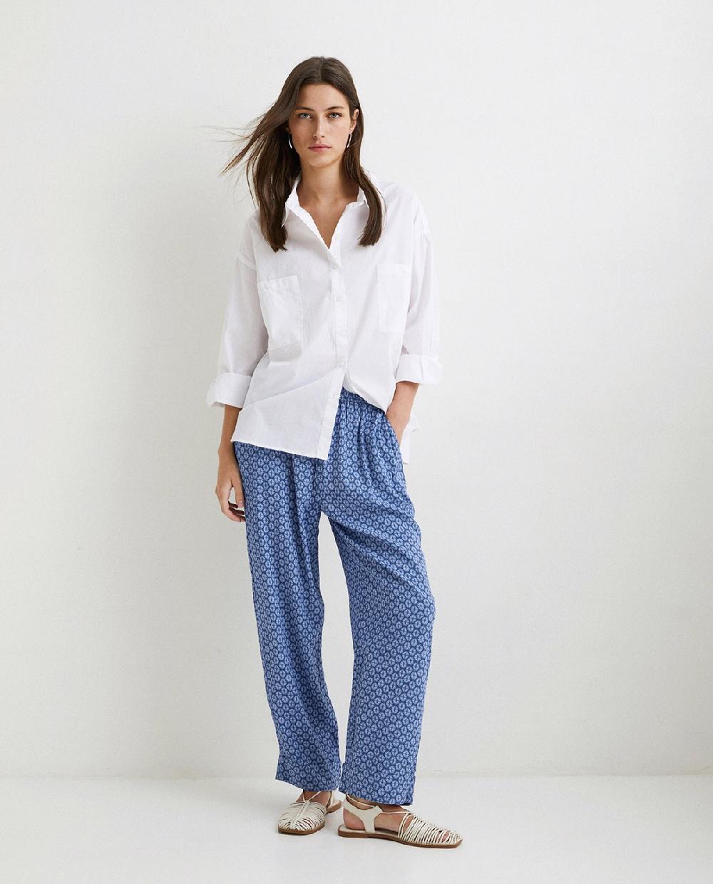 yerse Pantalón fluido recto azul