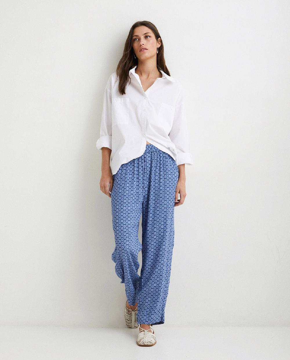 yerse Pantalón fluido recto azul Promoción trimestral
