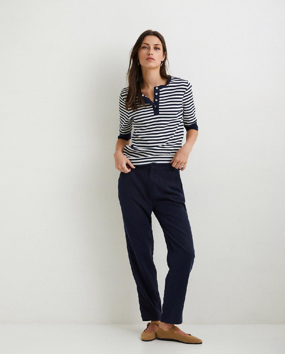 yerse Pantalón fluido tencel azul oscuro
