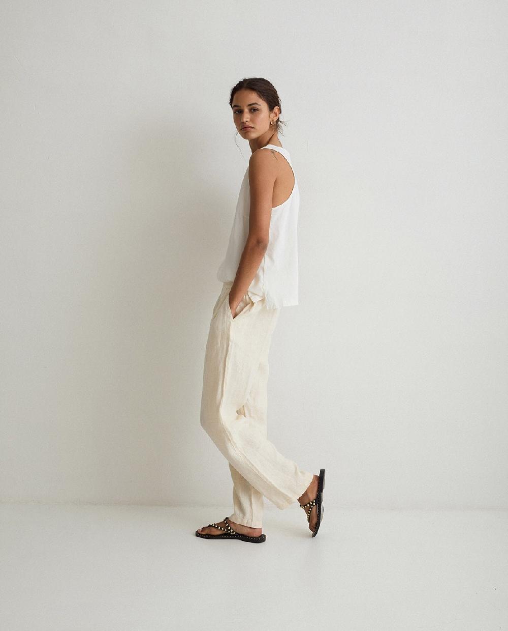 yerse Pantalón lino pinzas beige Tienda de fábrica