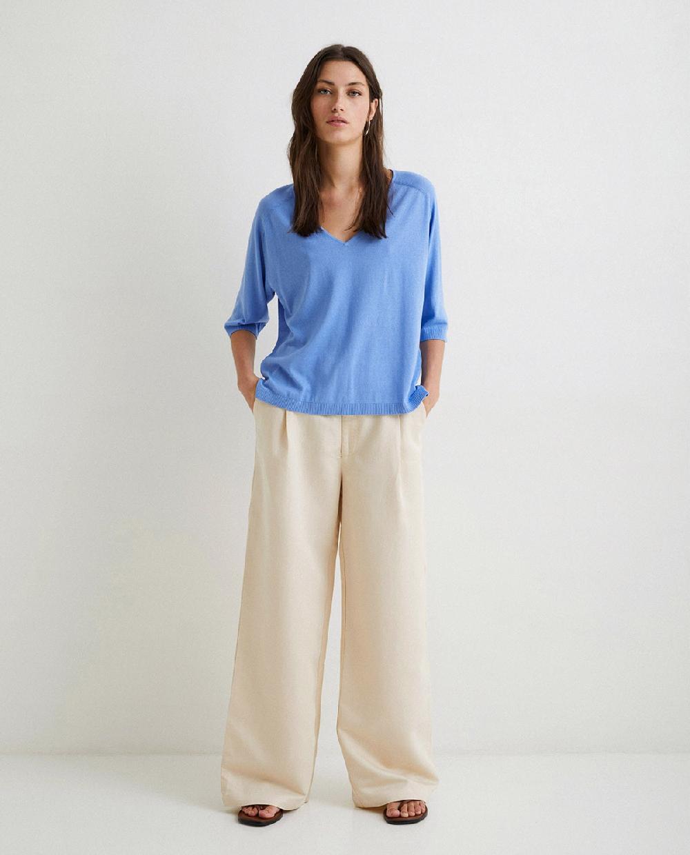 yerse Pantalón traje lino natural En oferta