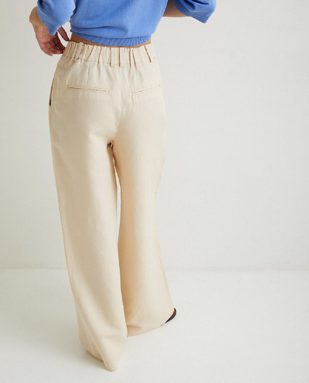 yerse Pantalón traje lino natural En oferta