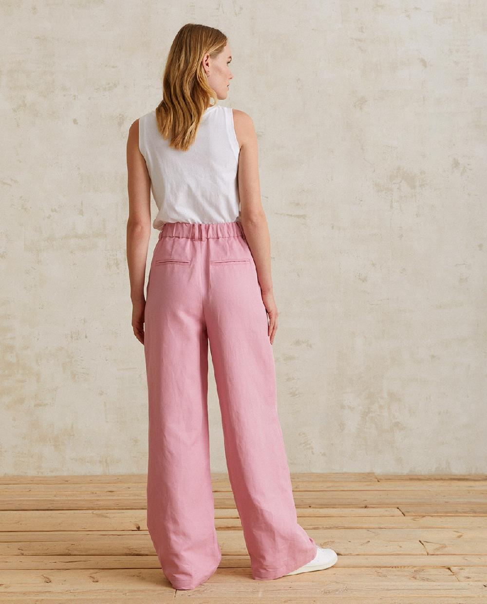 yerse Pantalón traje lino rosa Libre de impuestos