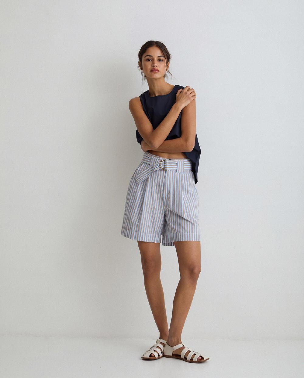 yerse Shorts algodón rayas azul