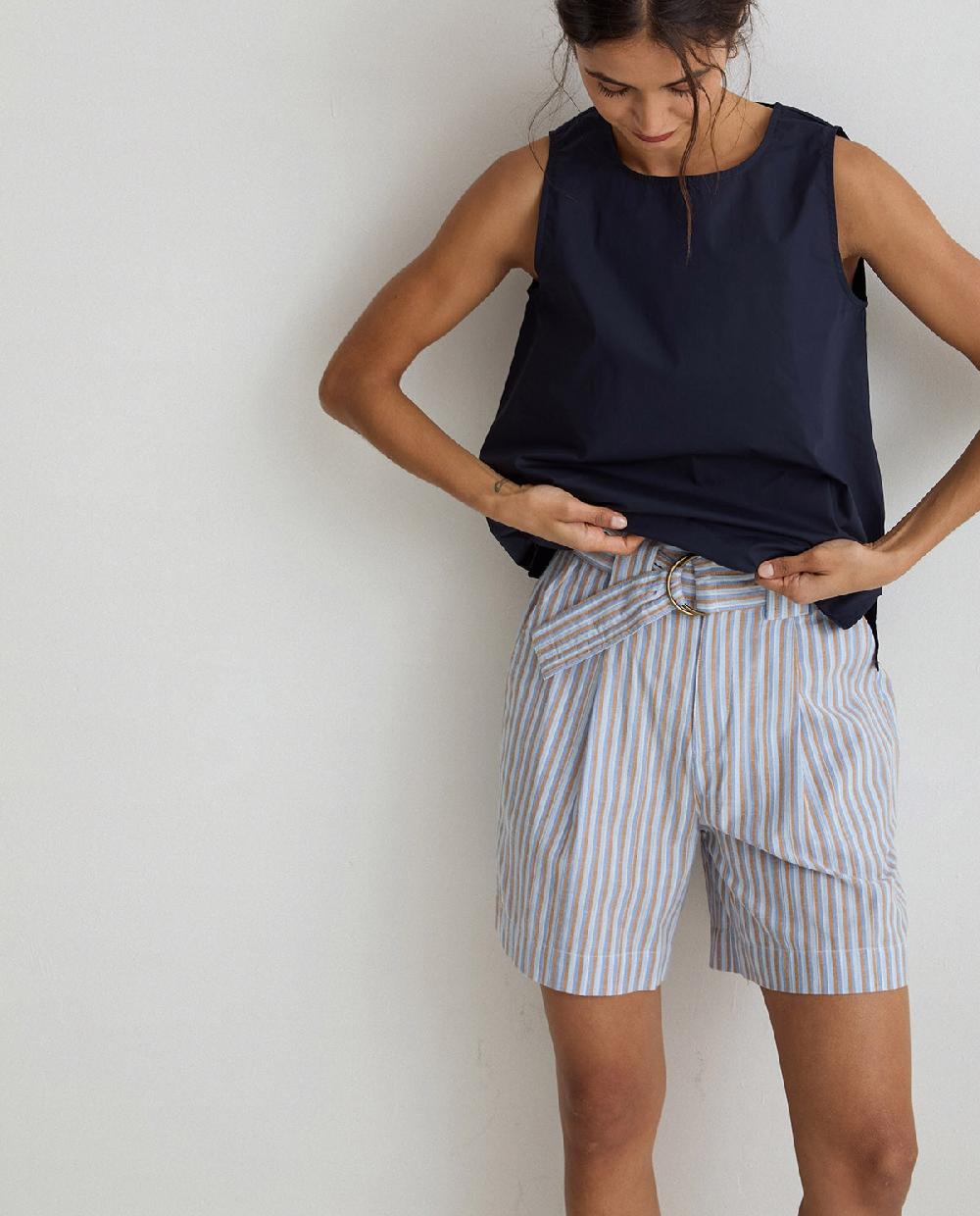 yerse Shorts algodón rayas azul Precio ultrabajo