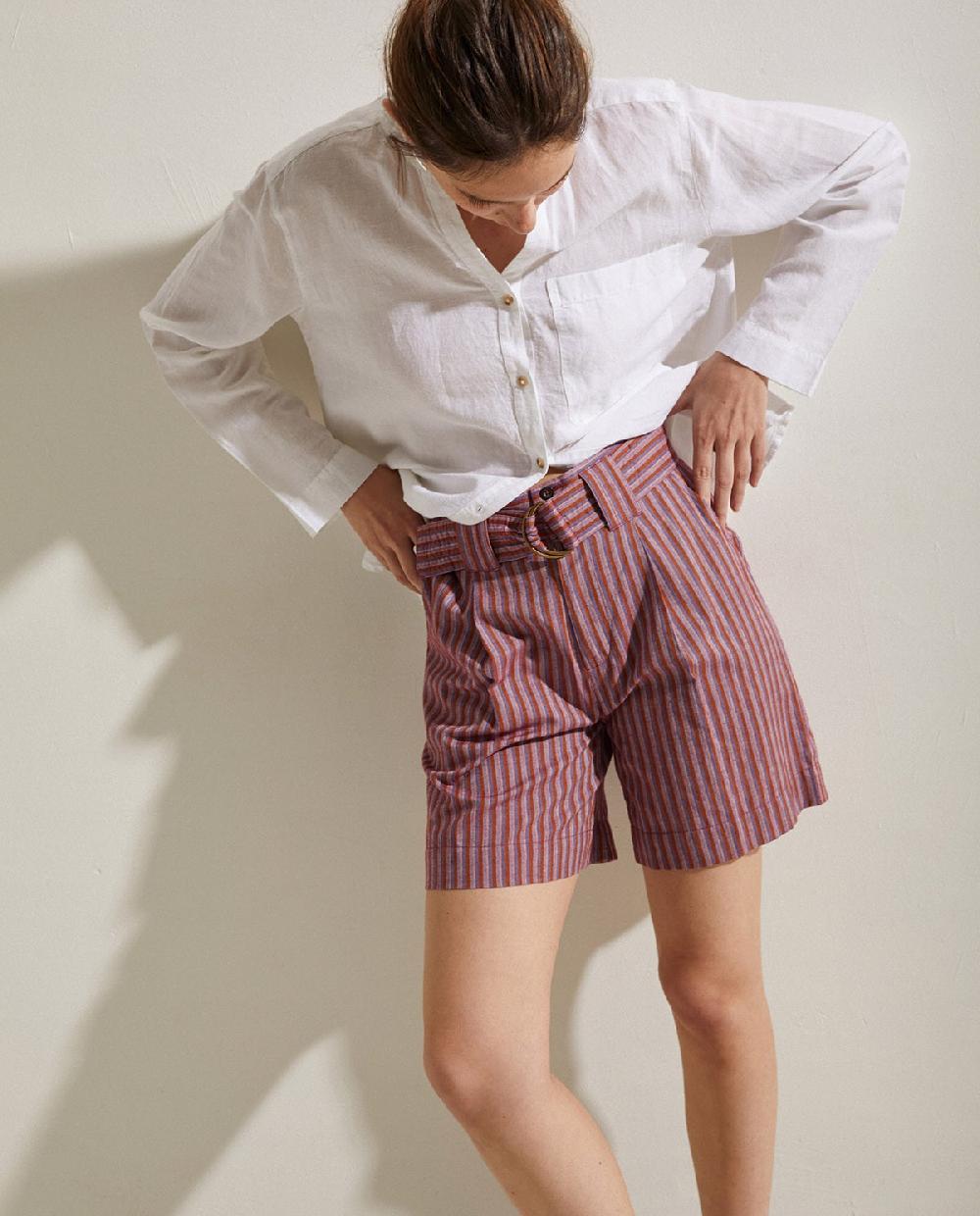 yerse Shorts algodón rayas lila Devoluciones gratuitas