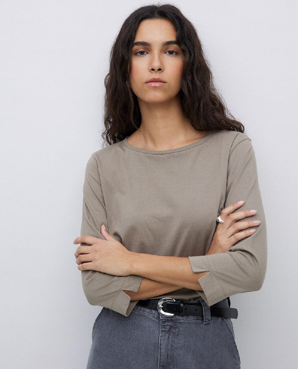 yerse Camiseta básica 3/4 caqui
