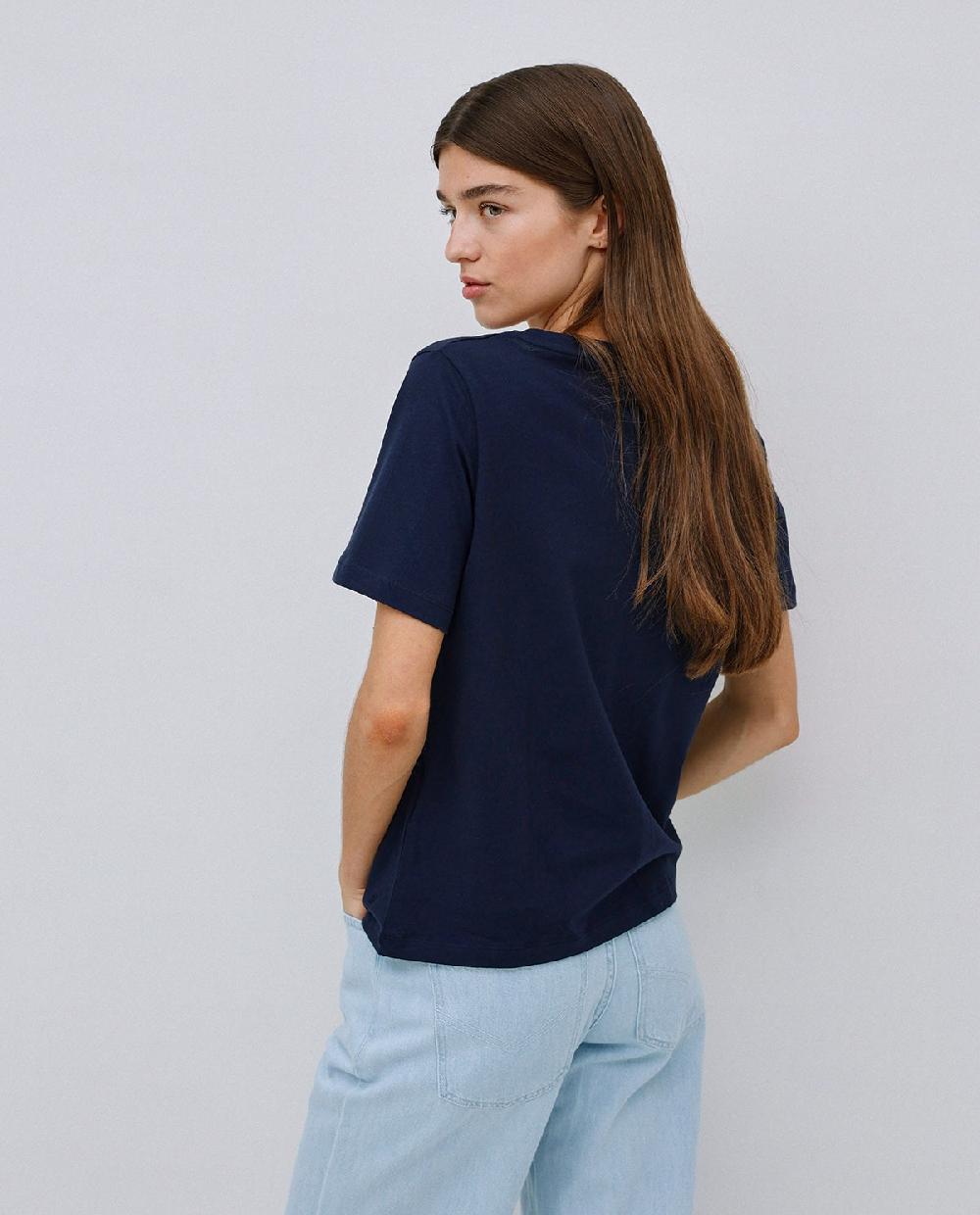 yerse Camiseta básica cuello pico azul oscuro Rebajas de fábrica