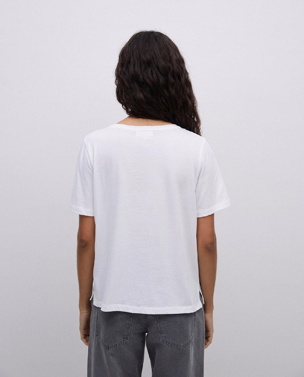 yerse Camiseta básica cuello pico blanco Ventas relámpago