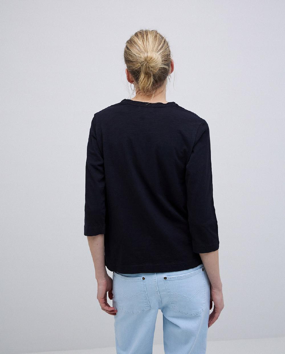 yerse Camiseta escote panadero bordado negro Rebajas online