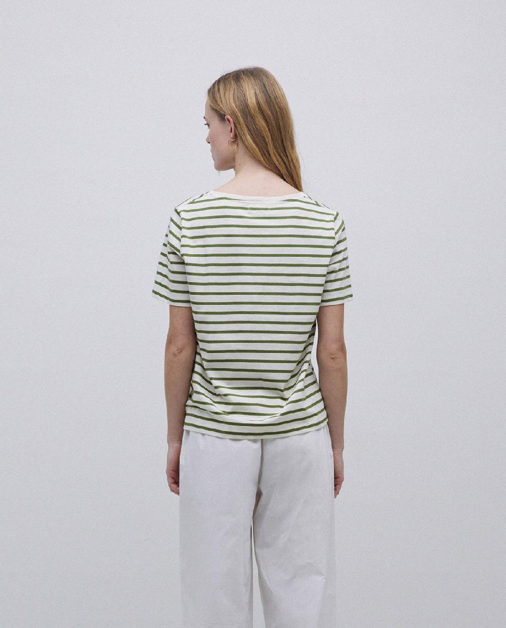 yerse Camiseta rayas cuello pico verde Envío gratis