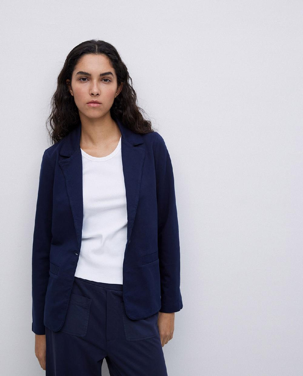 yerse Chaqueta americana cuello solapa azul oscuro Promoción trimestral
