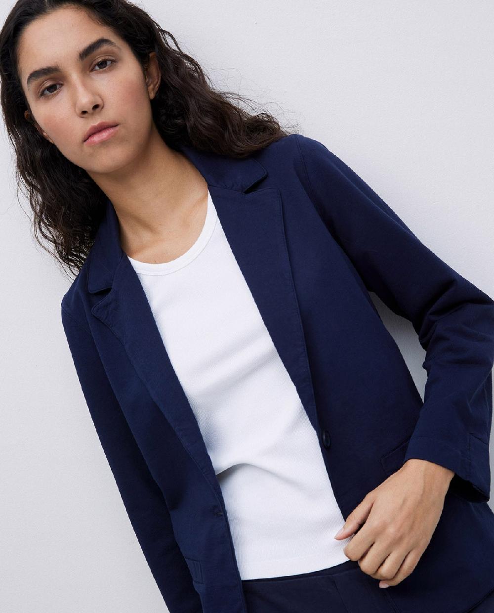 yerse Chaqueta americana cuello solapa azul oscuro Promoción trimestral