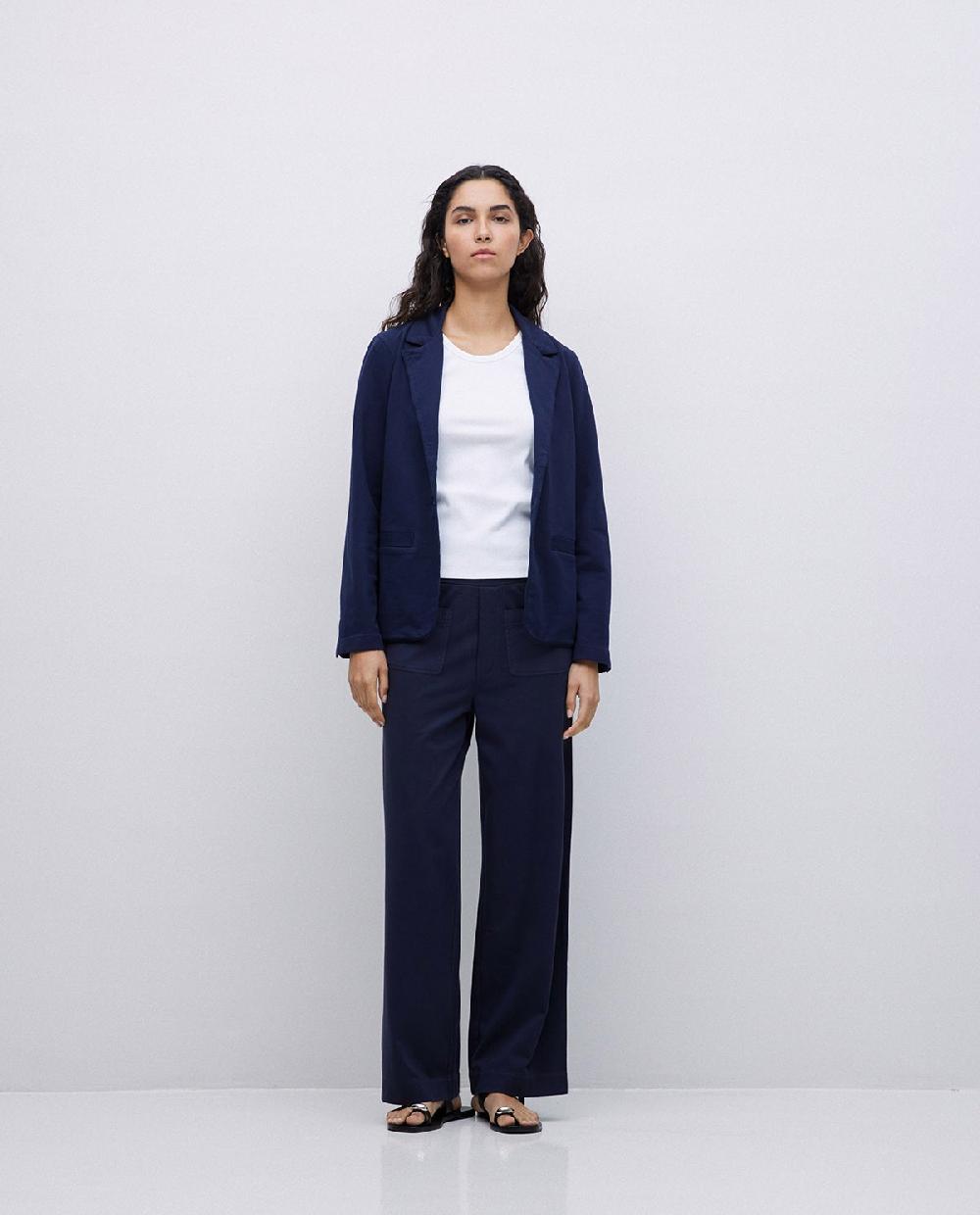 yerse Chaqueta americana cuello solapa azul oscuro Promoción trimestral
