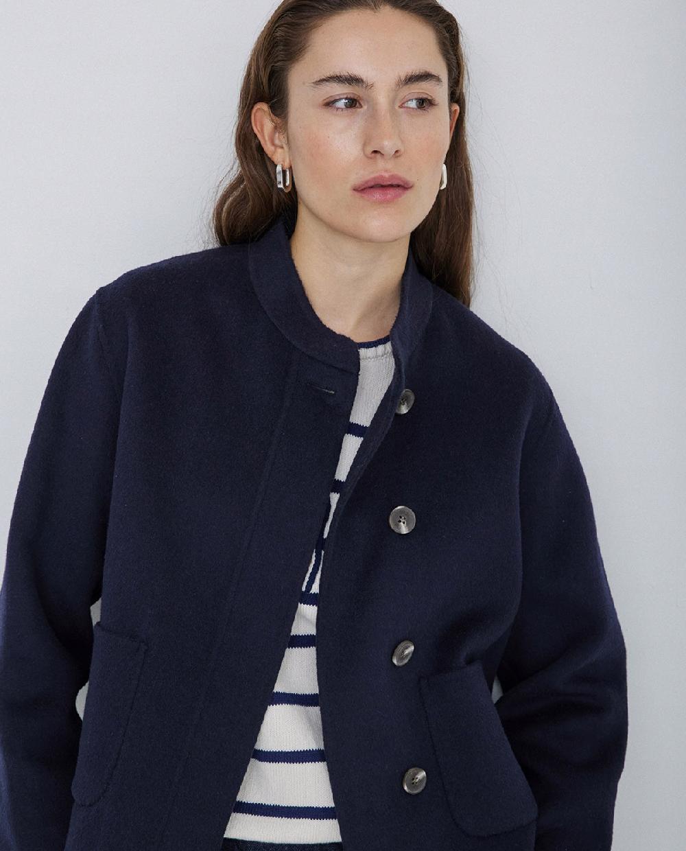 yerse Chaqueta handmade tejido doble faz azul oscuro Envío internacional gratuito