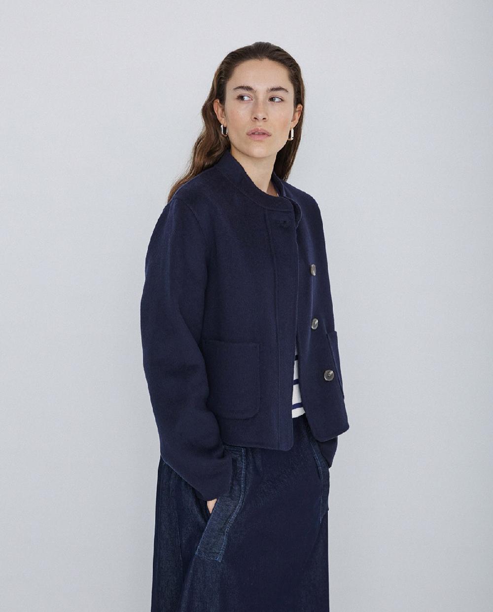 yerse Chaqueta handmade tejido doble faz azul oscuro Envío internacional gratuito