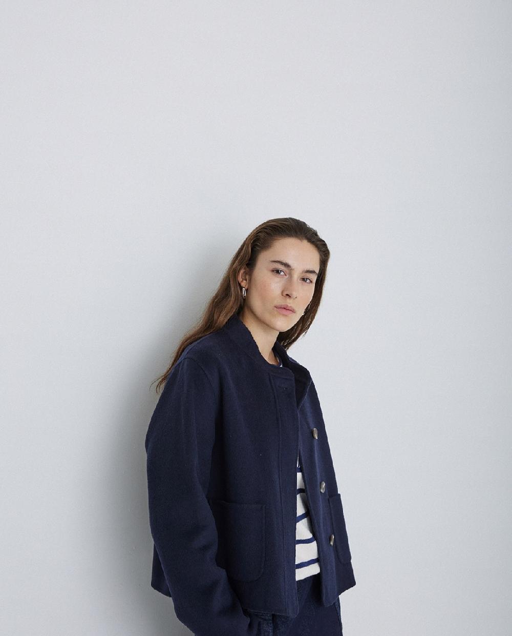yerse Chaqueta handmade tejido doble faz azul oscuro Envío internacional gratuito