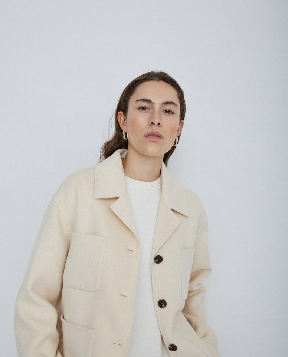 yerse Chaqueta lana doble faz crudo Tienda de fábrica