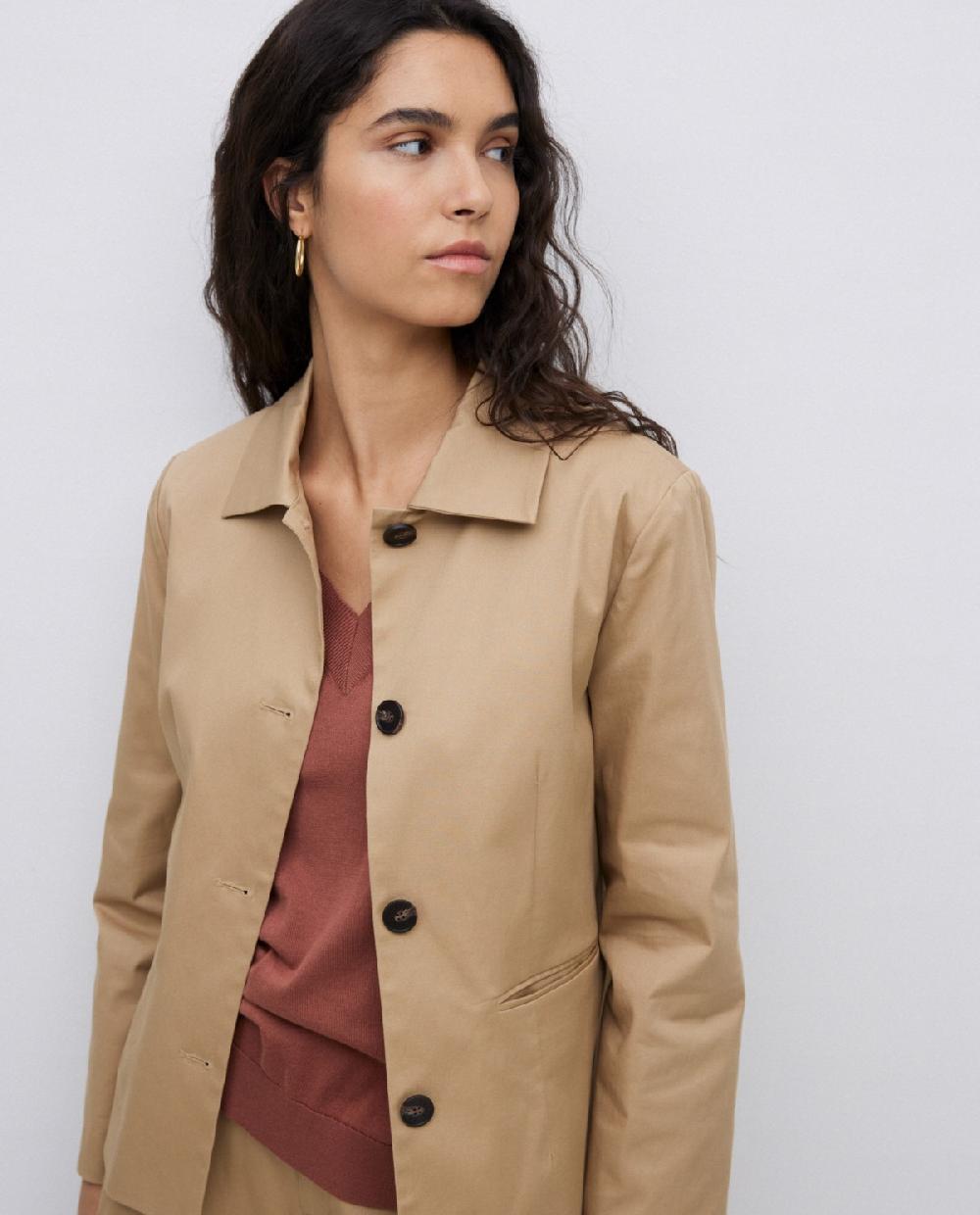 yerse Chaqueta tejido gabardina camel Ahorra y exporta