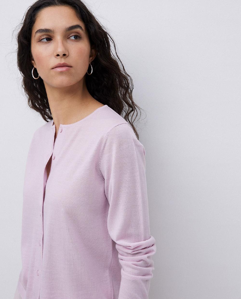yerse Cárdigan 100% lana de merino rosa pálido Descuentos del mes