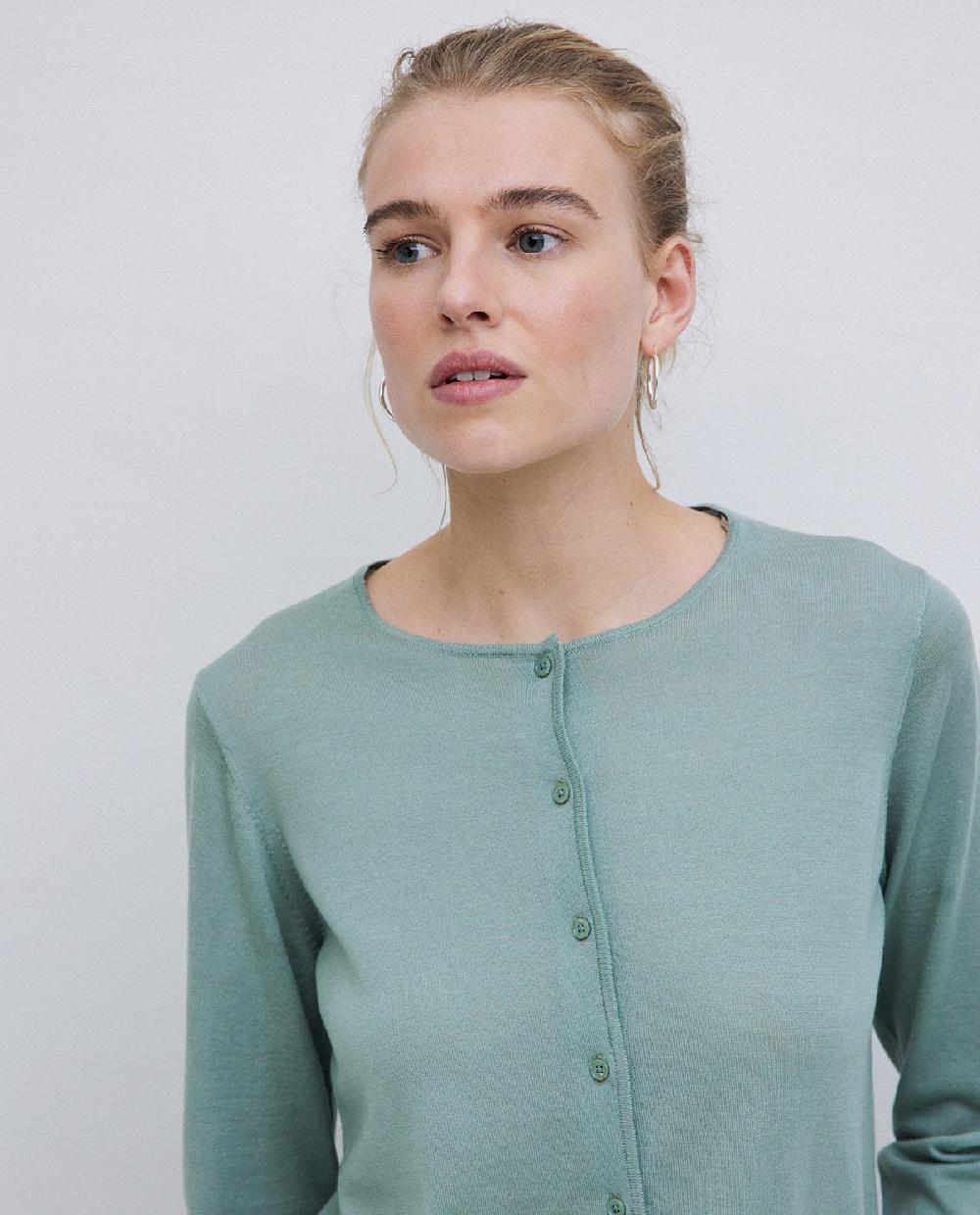 yerse Cárdigan 100% lana de merino verde Oferta exclusiva