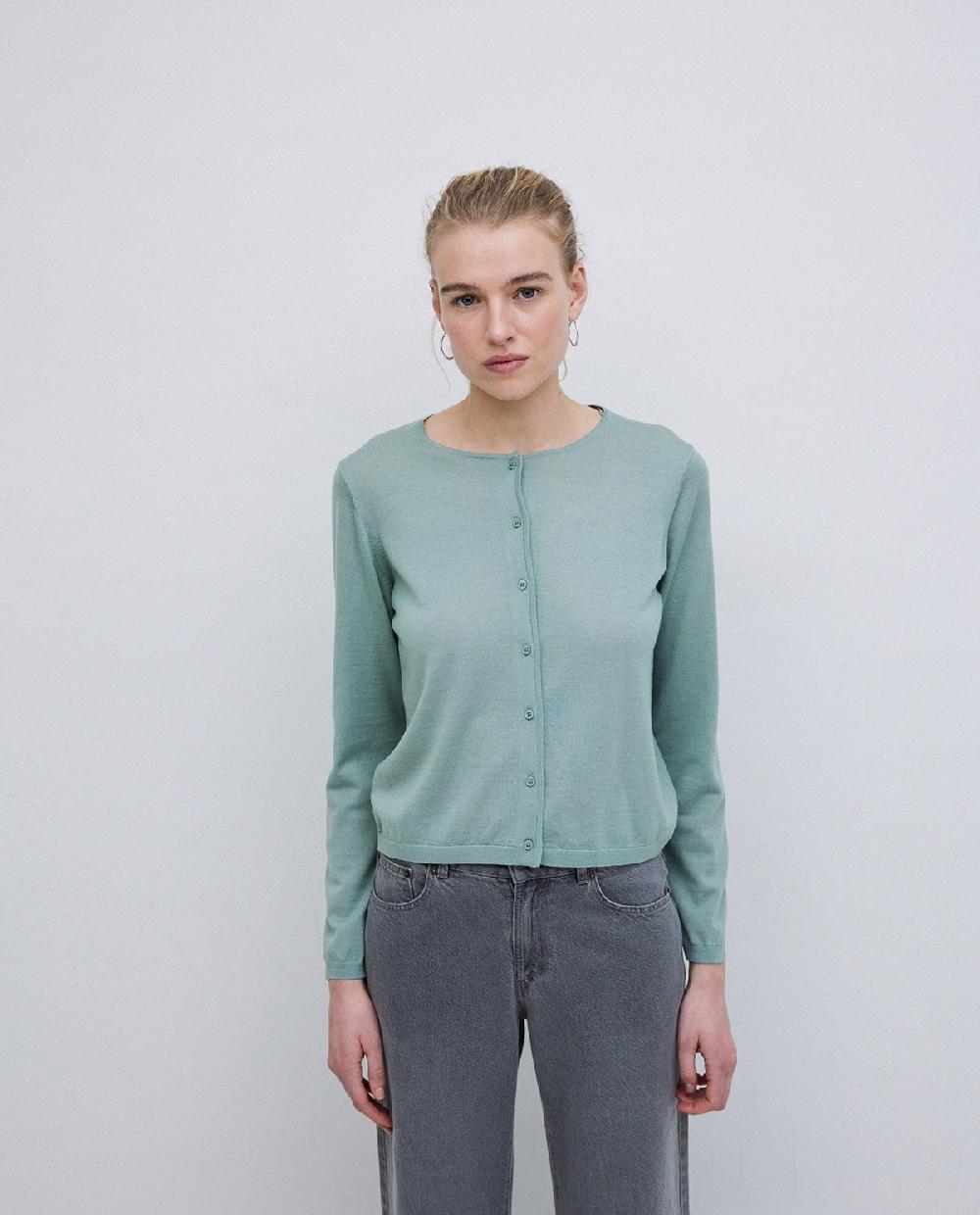 yerse Cárdigan 100% lana de merino verde Oferta exclusiva