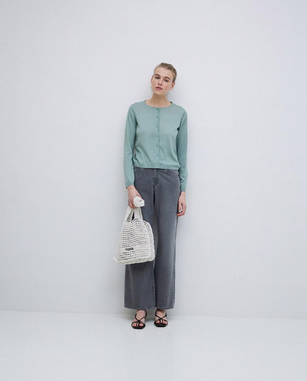 yerse Cárdigan 100% lana de merino verde Oferta exclusiva
