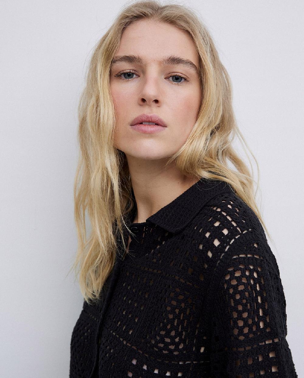 yerse Cárdigan efecto crochet negro Envío gratis