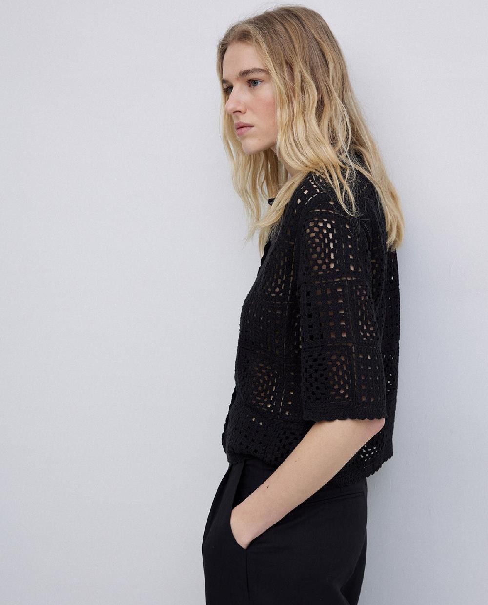 yerse Cárdigan efecto crochet negro Envío gratis