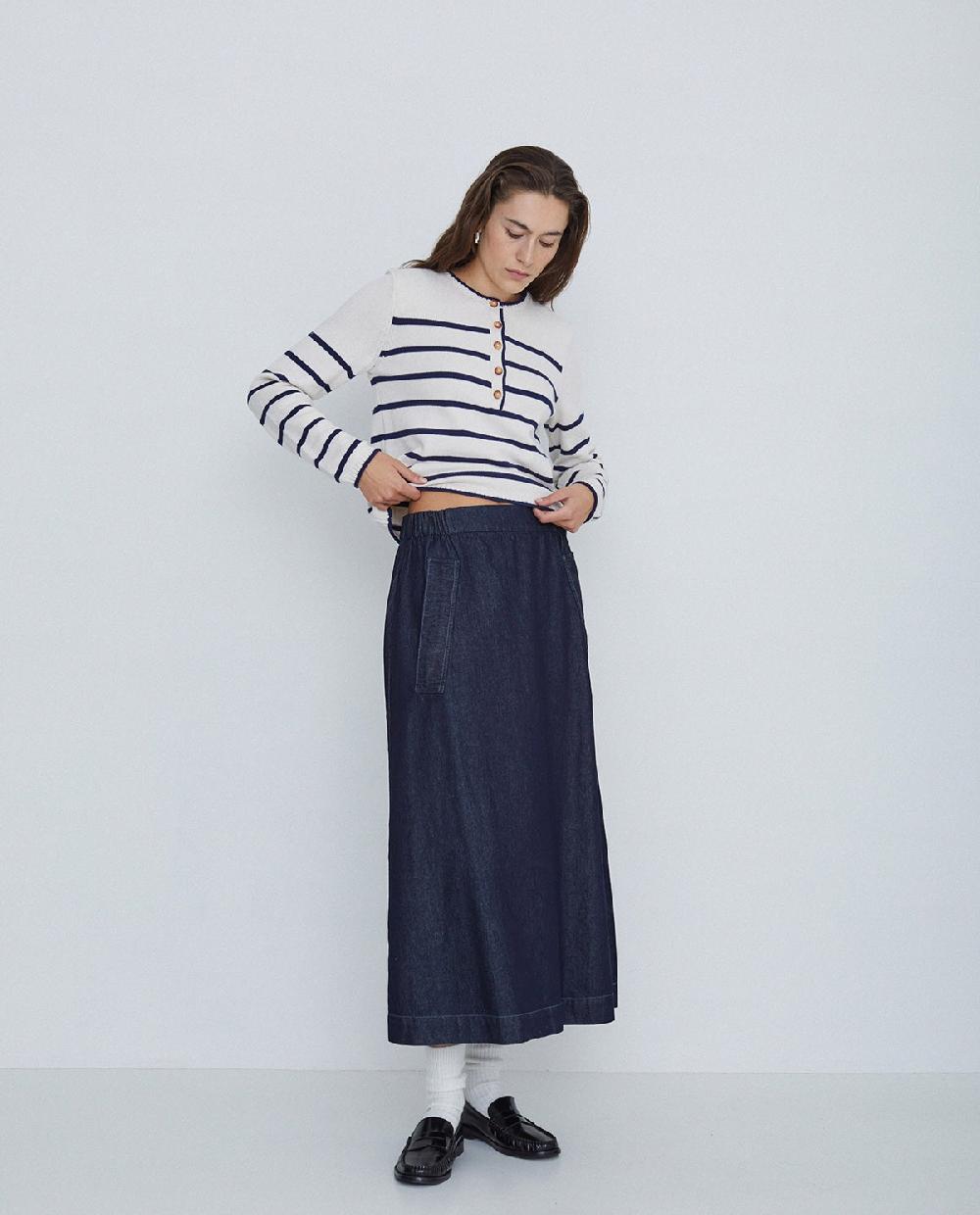 yerse Falda maxi denim azul oscuro