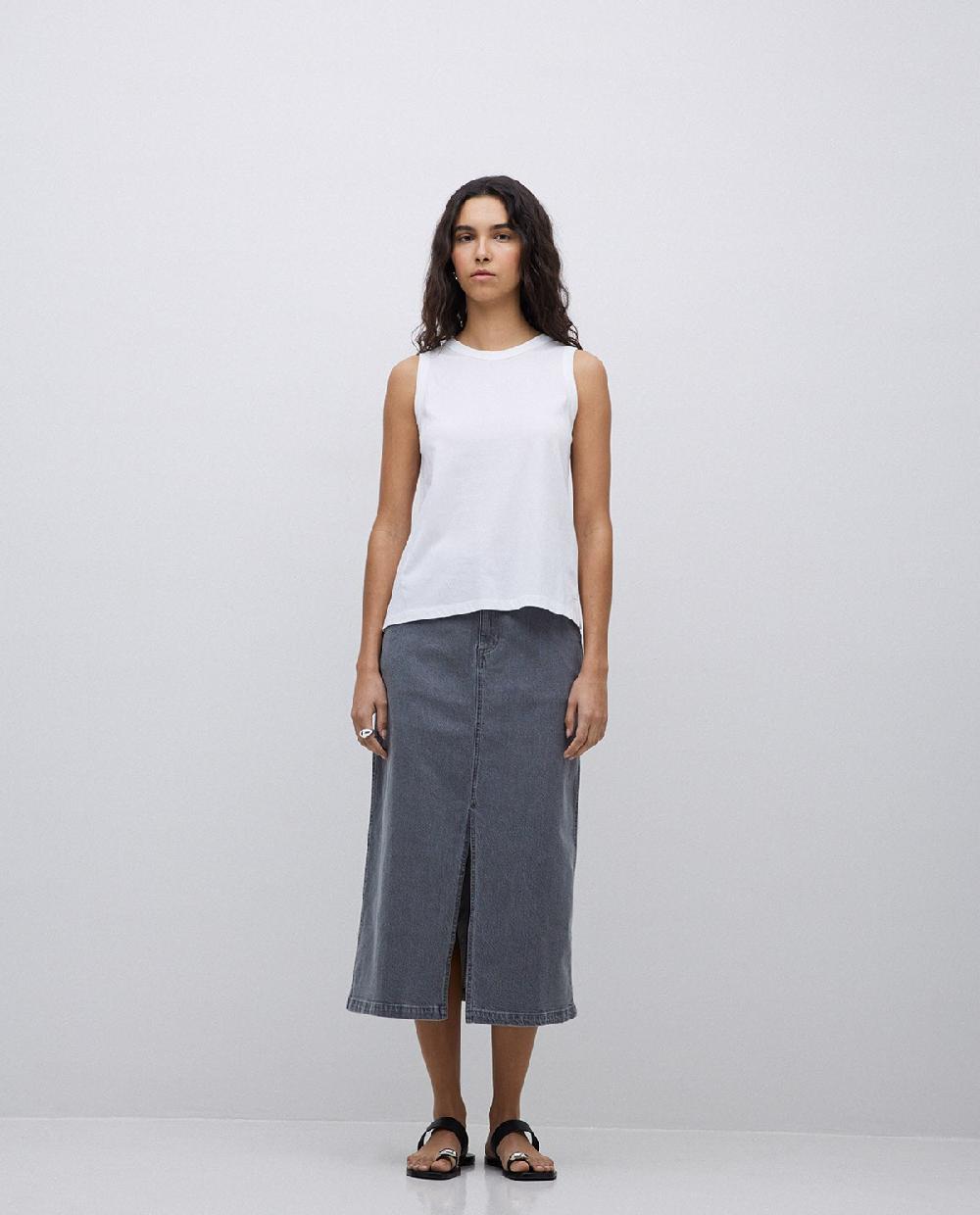 yerse Falda tejana midi gris Superdescuento