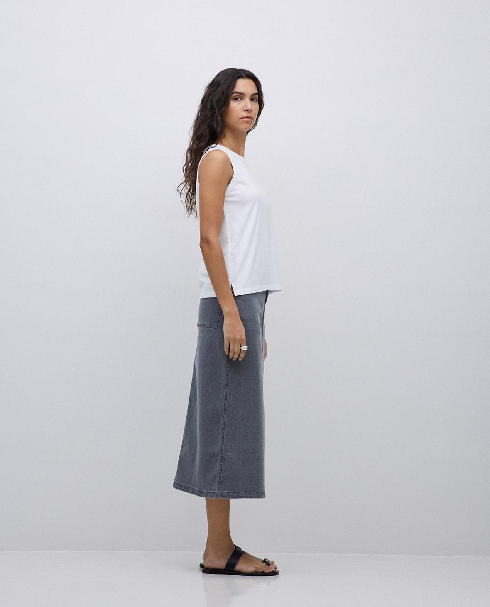yerse Falda tejana midi gris Superdescuento
