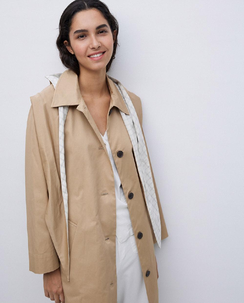 yerse Gabardina algodón capucha camel Grandes descuentos
