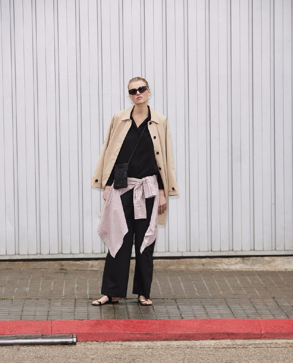 yerse Gabardina cuello camisero beige Liquidación
