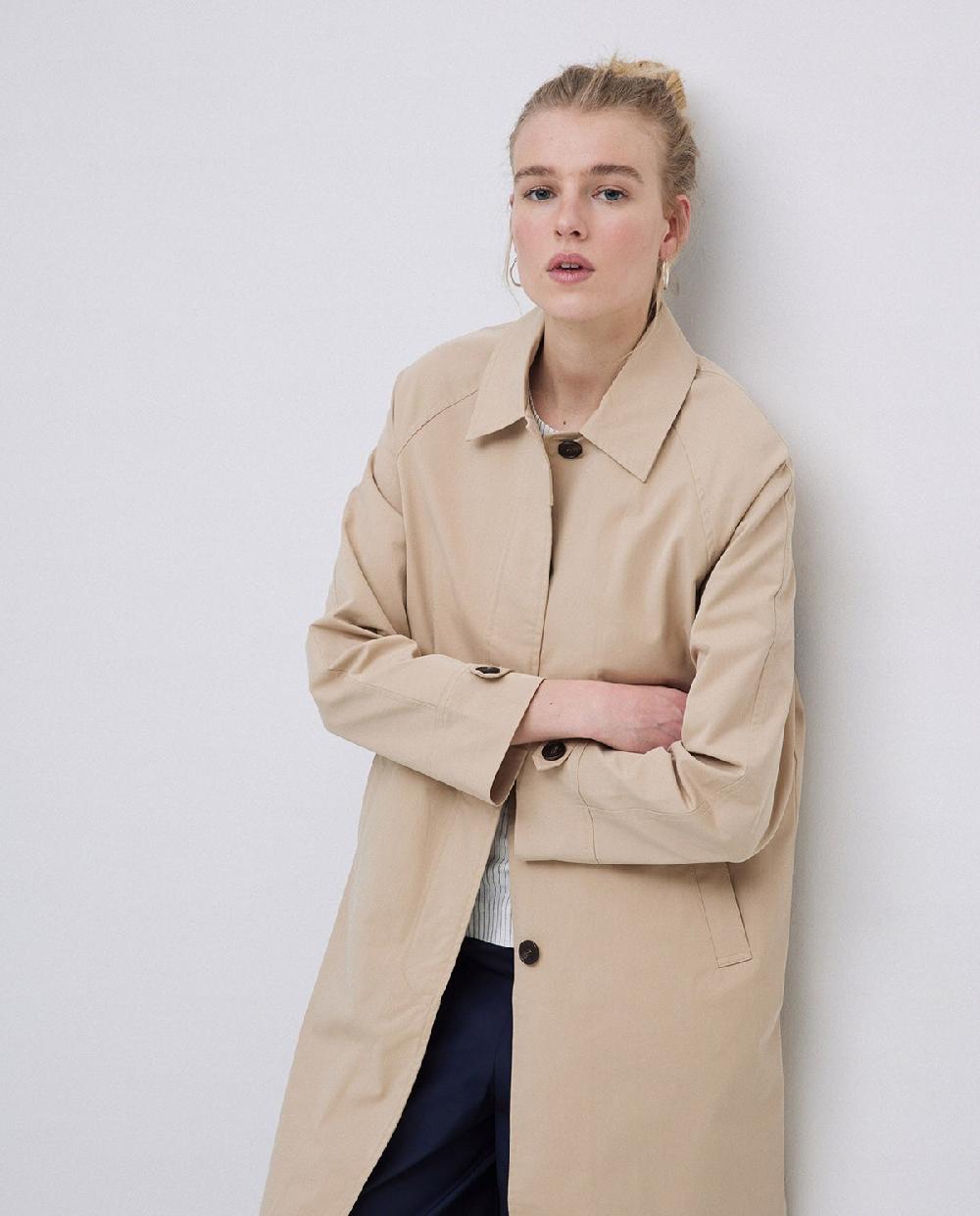 yerse Gabardina cuello camisero beige Liquidación