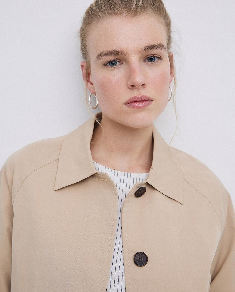 yerse Gabardina cuello camisero beige Liquidación