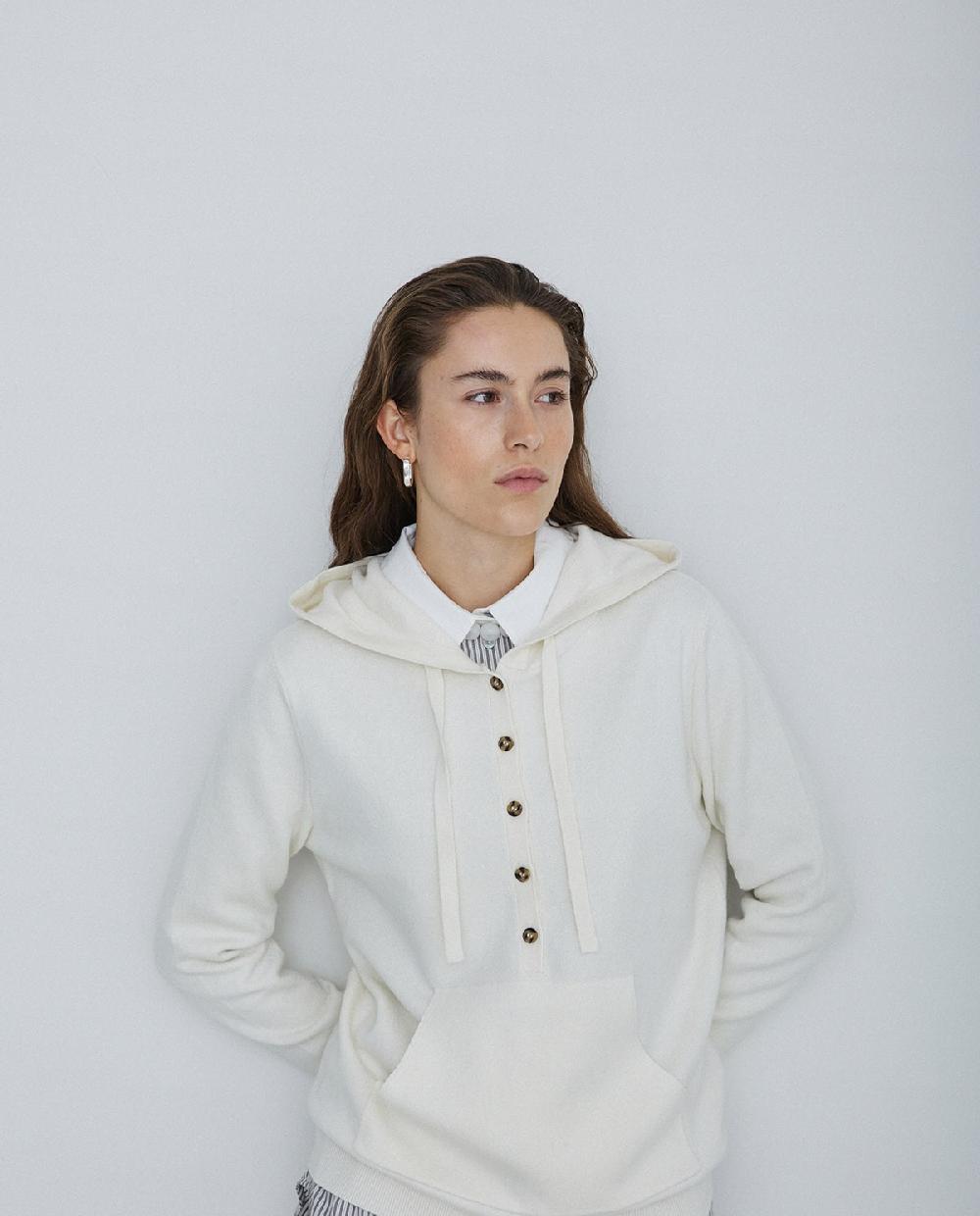 yerse Jersey algodón orgánico capucha crudo Oferta exclusiva