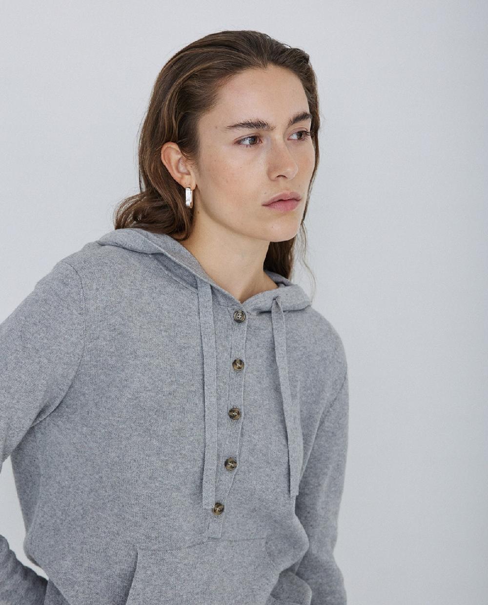 yerse Jersey algodón orgánico capucha gris Última moda